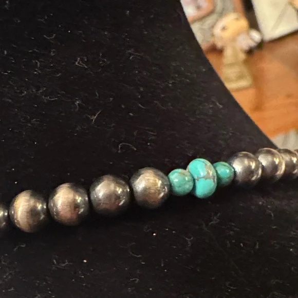 NWT Paige Wallace Turquoise Bead, Squash Blossom, Desert Pearl 925 Necklace - Picture 4 of 7